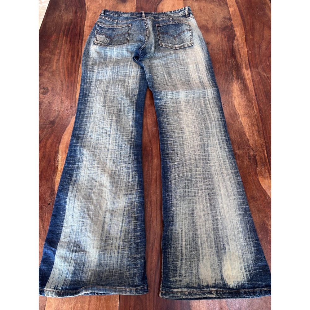 Y2K ARMOR JEANS flare jeans women size 11/12 blue whiskered wide leg denim